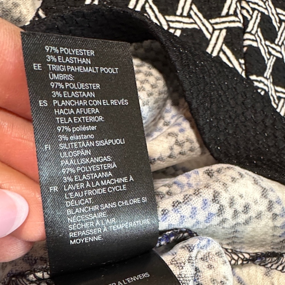 NWOT Geometric H&M Black and Blue Patterned Midi Dress Light Sparkle Body Con - Picture 11 of 13